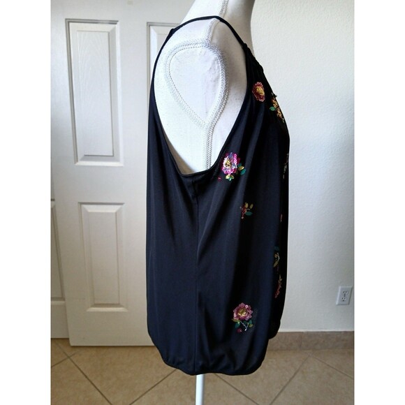 INC International Concepts Women's Embellished Bubble Hem Halter Top Black PXL - Picture 4 of 16